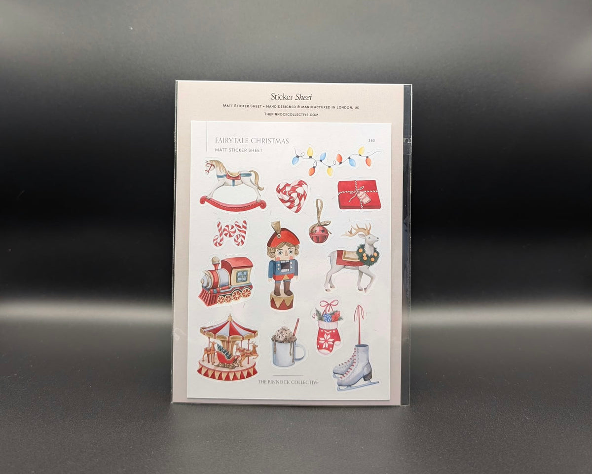 A6 fairy tale watercolour Christmas sticker sheet by The Pinnock Collective. 
