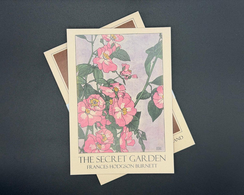 A6 literary postcard featuring The Secret Garden art. 