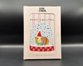 Pack of eight Christmas Cards from Stop the Clock Design. The cards feature pink and cream stripes, the words 'Merry Christmas' and a cute guinea pig in a snow globe with a pink checked base. 